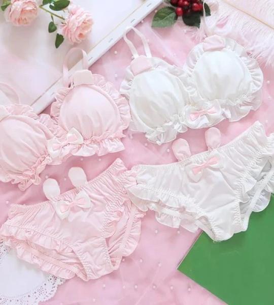 Code 2009 Shezaib High Quality & Comfortable Cute Little White Rabbit Lolita Soft Cotton Bra & Panty Set