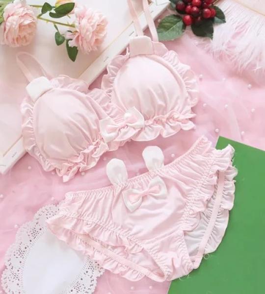 Code 2009 Shezaib High Quality & Comfortable Cute Little White Rabbit Lolita Soft Cotton Bra & Panty Set