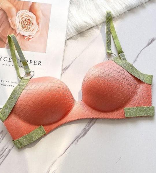 Code 3D2022 Shezaib Cute Stylish Contrast Glitter Patti Hollow Back Light Padded Adjustable 4 Back Hook Closure Bra