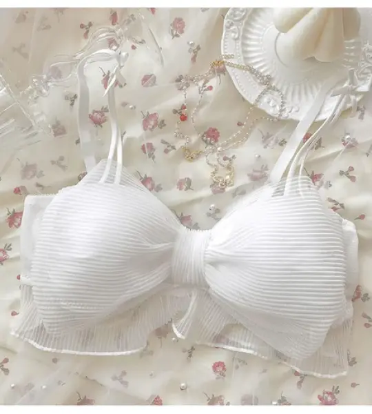 LB Cute Lace Bow Style Too Soft & Comfy Adjustable Straps Back Closure Bridal Padded Bra