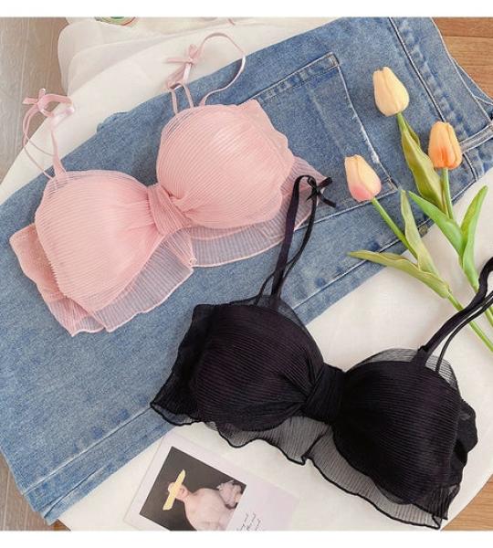 LB Cute Lace Bow Style Too Soft & Comfy Adjustable Straps Back Closure Bridal Padded Bra