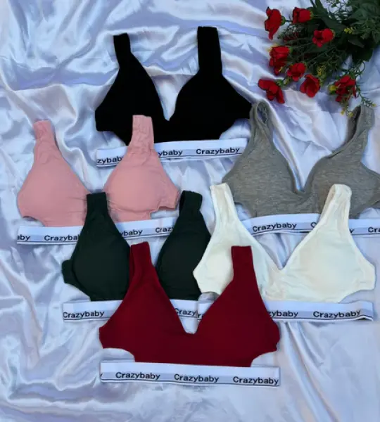 LB-Light Padded Letter Printed Stretchable Straps Comfortable Sport Bra For Girls & Women