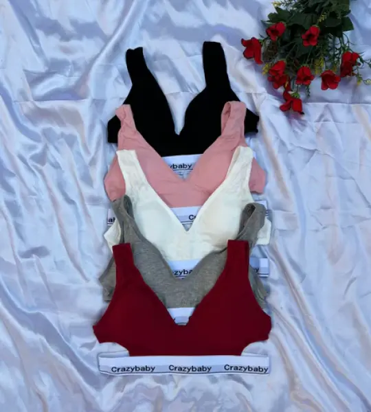 LB-Light Padded Letter Printed Stretchable Straps Comfortable Sport Bra For Girls & Women