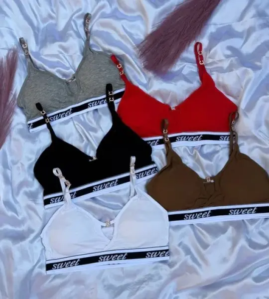 LB New Light Padded Metal Alphabet Buckle Letter Printed Stretchable Straps Comfortable Sport Bra For Girls & Women