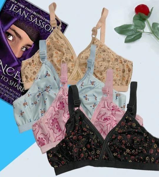 LB Pack Of 4 Soft Cotton Hosiery Fabric Imported Style Printed Bra