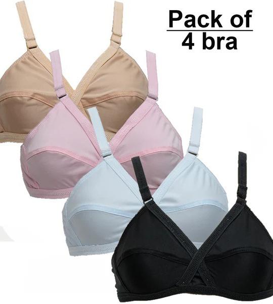 LB Pack Of 4 Classy Brief Comfortable Cotton Non Padded Bra
